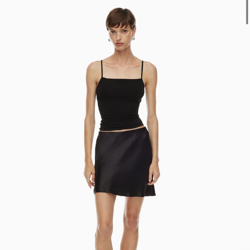 Aritzia new slip black satin mini skirt